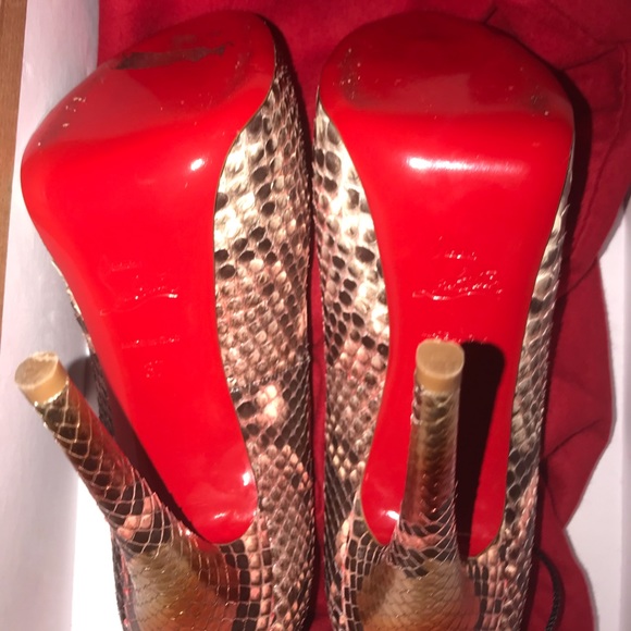 CHRISTIAN LOUBOUTIN Python 120 Peep Toe Pumps - Picture 5 of 8